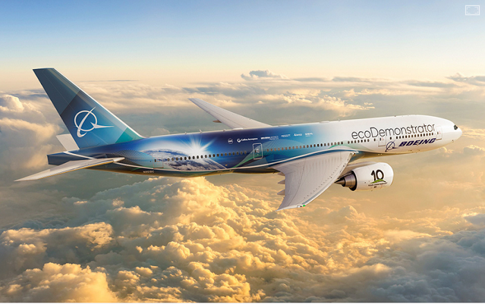 Novo programa ecoDemonstrator da Boeing testa 30 tecnologias sustentáveis em uma aeronave 777-200ER